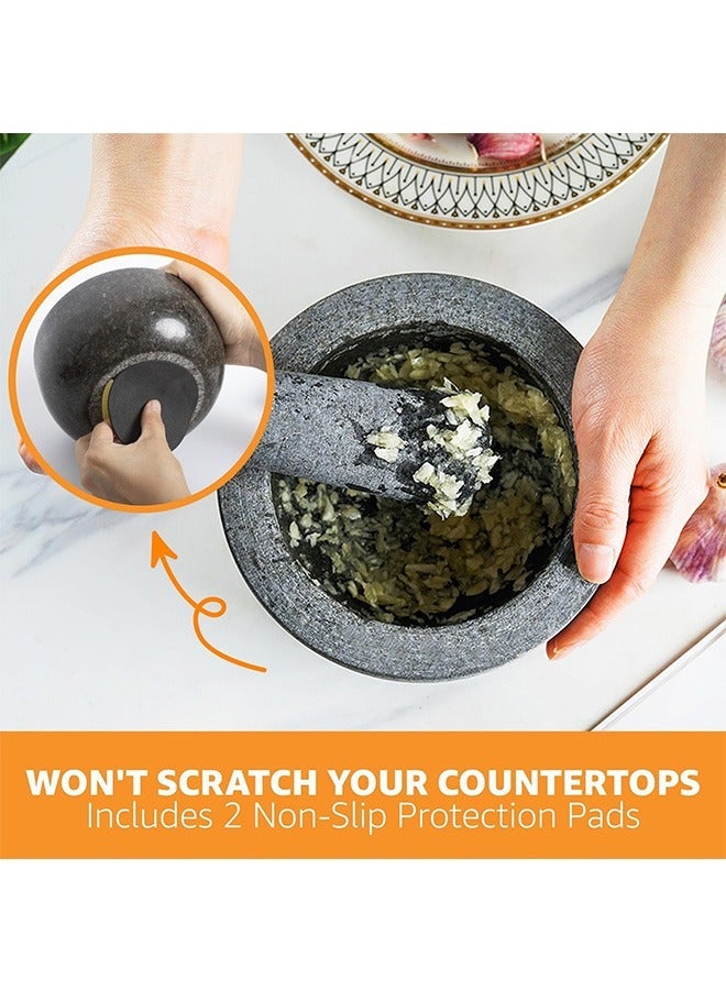 Garlo Granite Mortar and Pestle Set, 17CM Pestle and 16CM Mortar,Natural Unpolished, Non Porous Spice Grinder, Small Bowl for Kitchen Spices and Pesto - Image 3